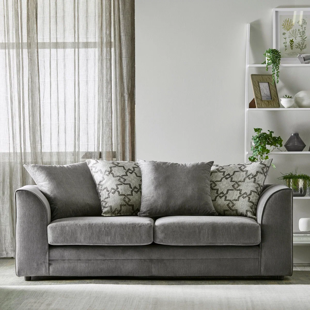 Washington Fabric 3 Seater Sofa Grey – image 1