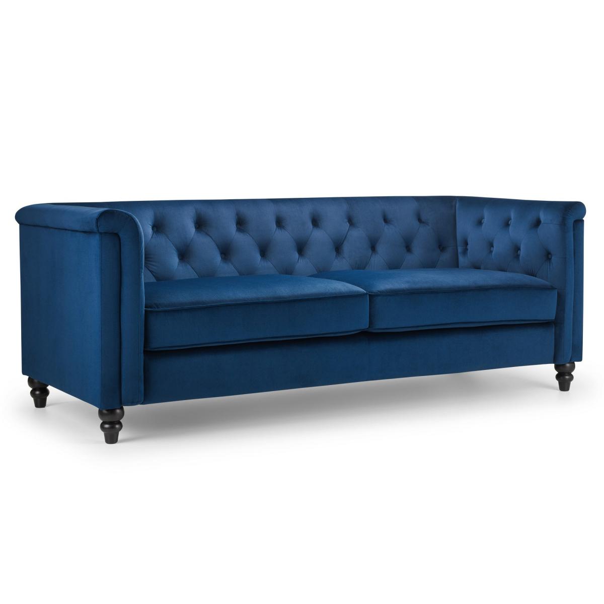 Sandringham Velvet 3 Seater Sofa Blue – image 2