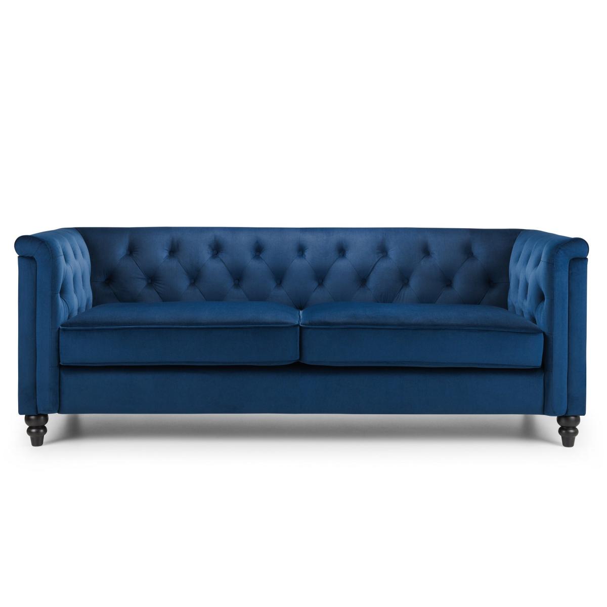 Sandringham Velvet 3 Seater Sofa Blue – image 3