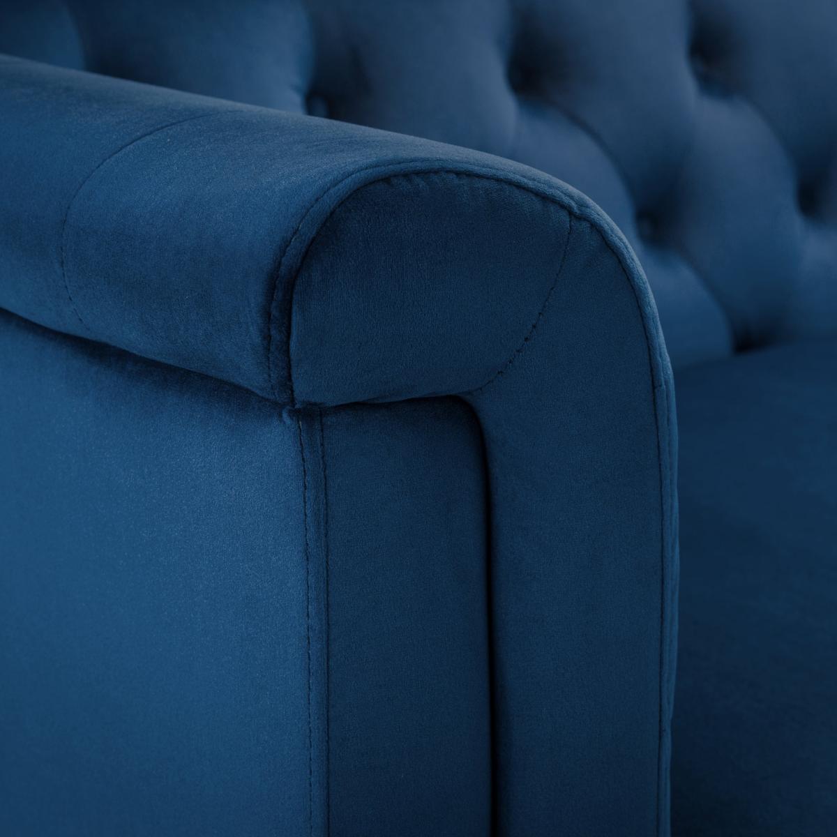 Sandringham Velvet 3 Seater Sofa Blue – image 4