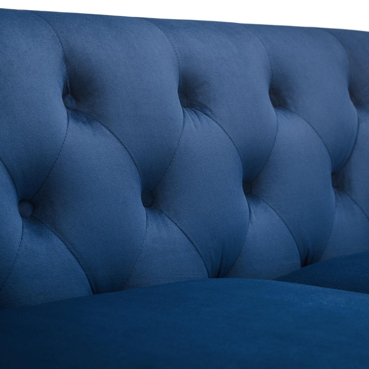 Sandringham Velvet 3 Seater Sofa Blue – image 5