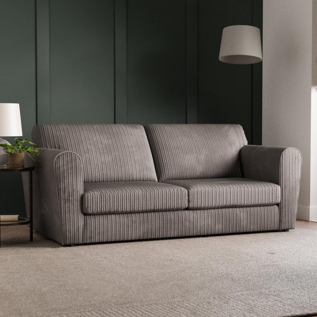Blake Curved Arm Jumbo Cord Standard Back 3 Seater Sofa Jumbo Cord Grey – image 2