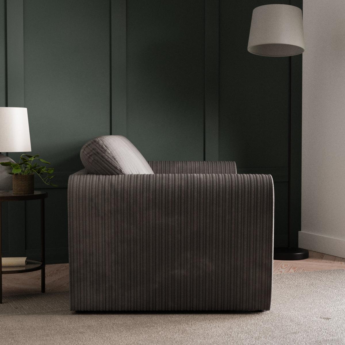 Blake Curved Arm Jumbo Cord Standard Back 3 Seater Sofa Jumbo Cord Grey – image 3