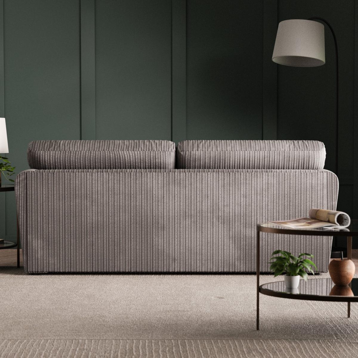 Blake Curved Arm Jumbo Cord Standard Back 3 Seater Sofa Jumbo Cord Grey – image 4
