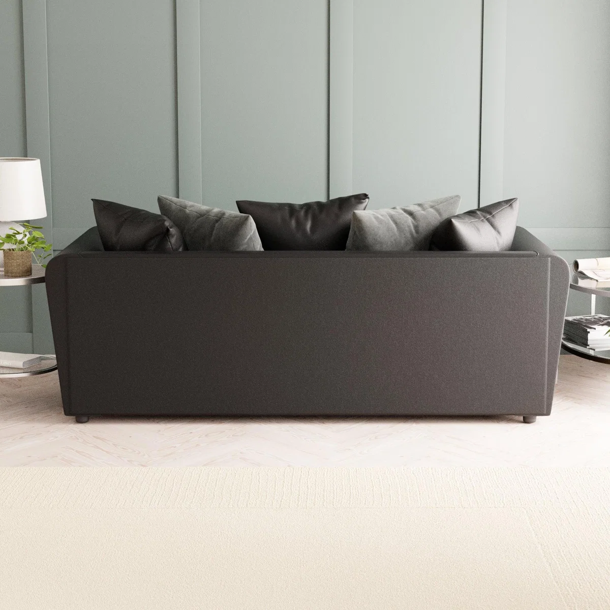 Blake Soft Faux Leather Combo 3 Seater Sofa Soft Faux Leather Graphite – image 4