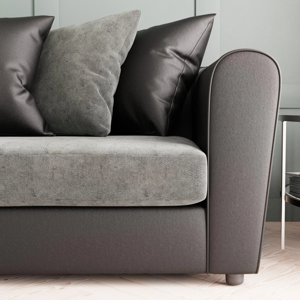 Blake Soft Faux Leather Combo 3 Seater Sofa Soft Faux Leather Graphite – image 7