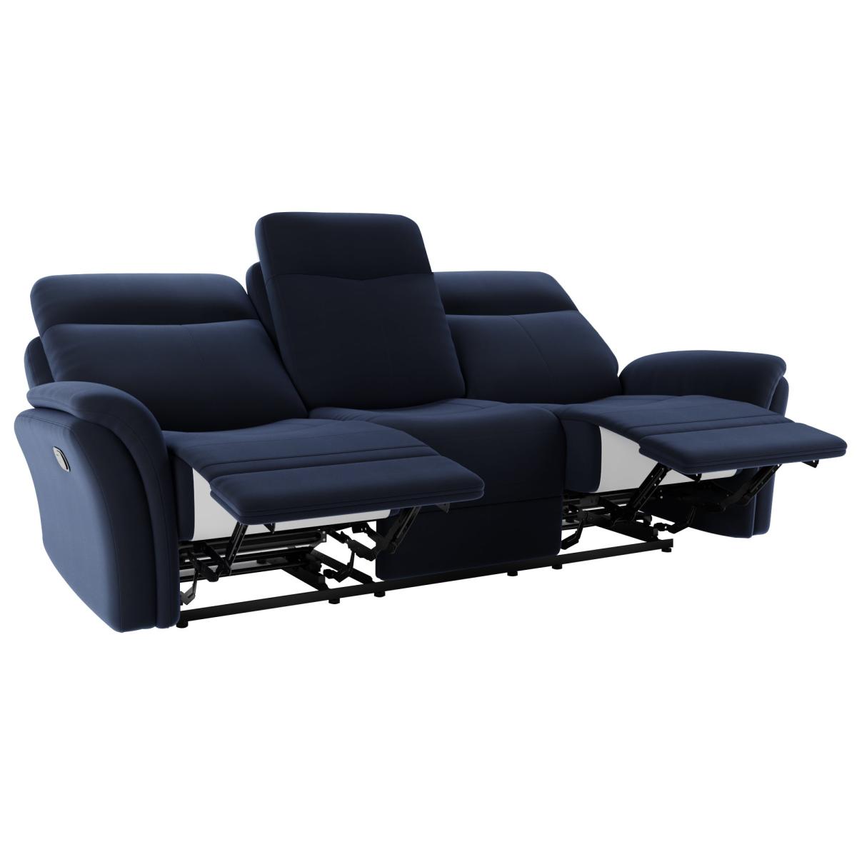 Monte Velvet Reclining 3 Seater Sofa Luxe Navy – image 6