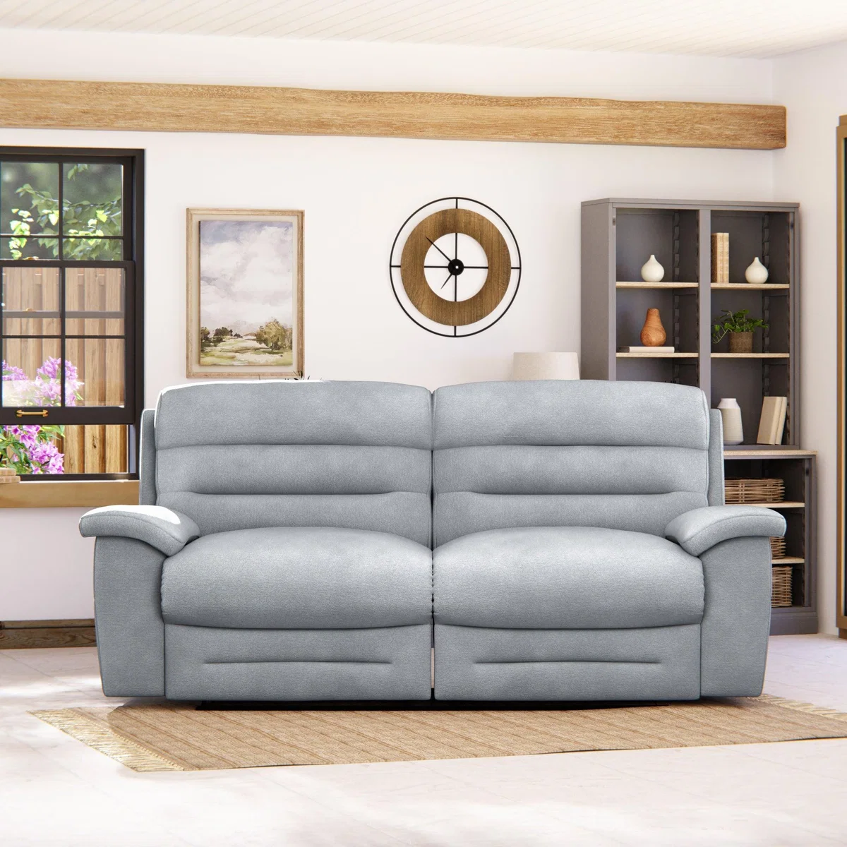 Lulworth 3 Seater Power Recliner Sofa Chenille Sky – image 3
