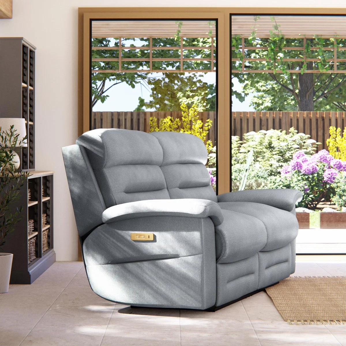 Lulworth 3 Seater Power Recliner Sofa Chenille Sky – image 4