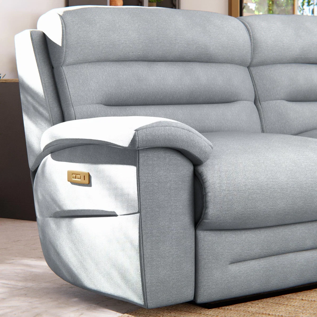 Lulworth 3 Seater Power Recliner Sofa Chenille Sky – image 6