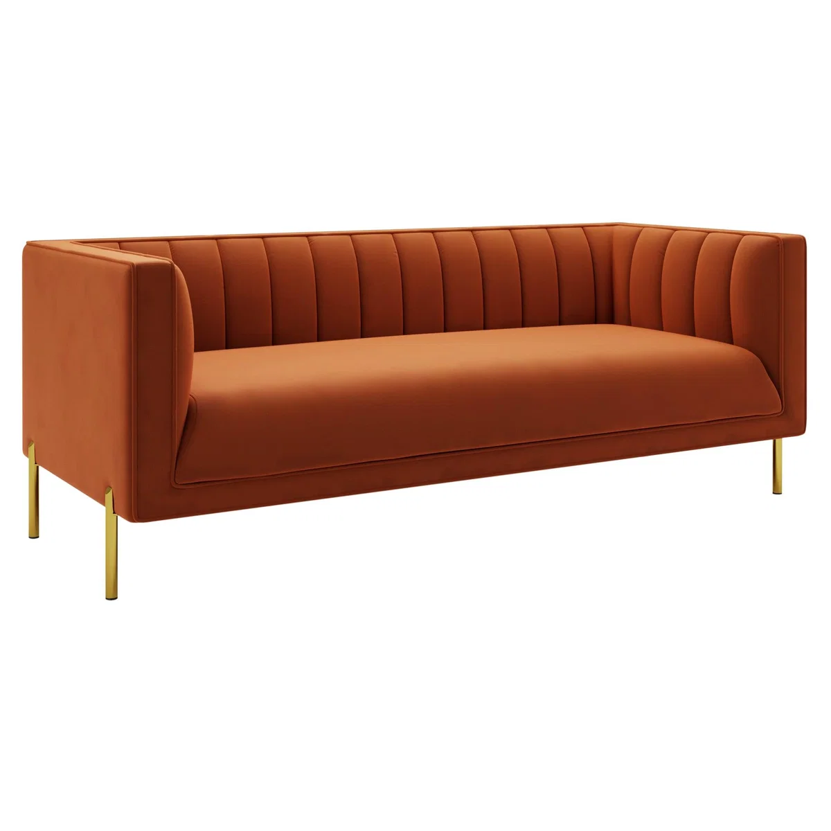 Bellamy Luxe Velvet 3 Seater Sofa Orange Umber – image 2