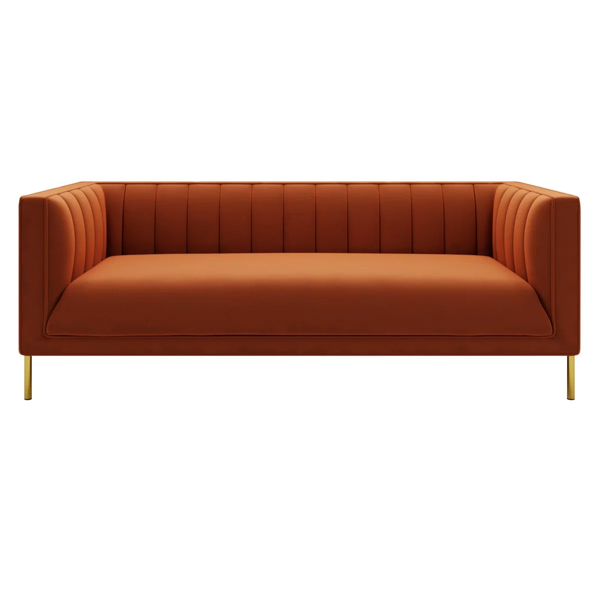 Bellamy Luxe Velvet 3 Seater Sofa Orange Umber – image 3