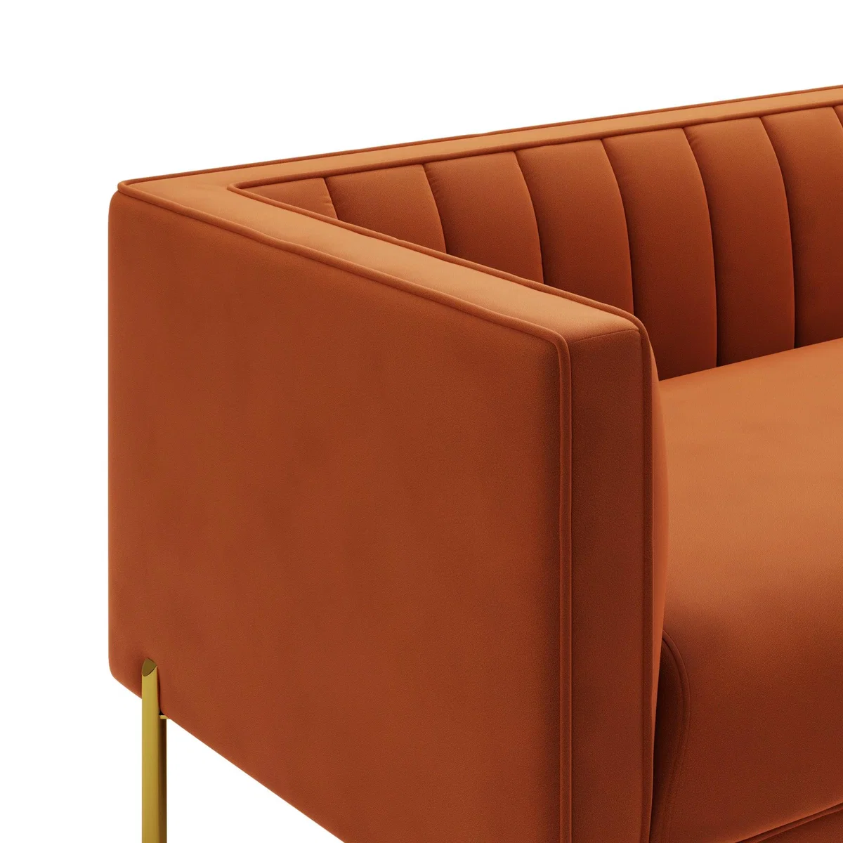 Bellamy Luxe Velvet 3 Seater Sofa Orange Umber – image 7