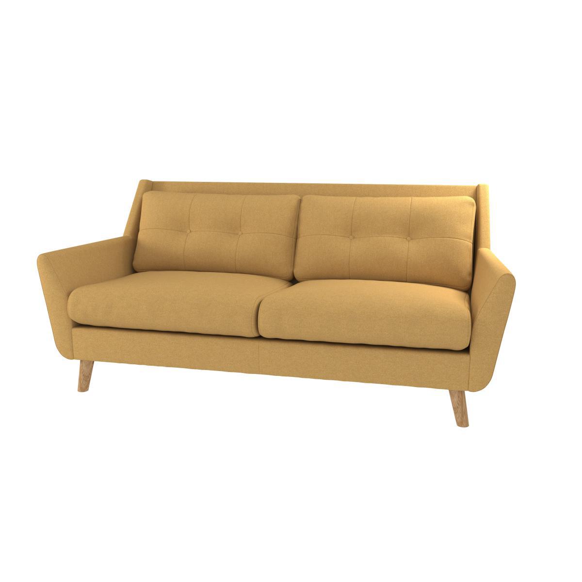 Halston Fabric 3 Seater Sofa Yellow – image 2