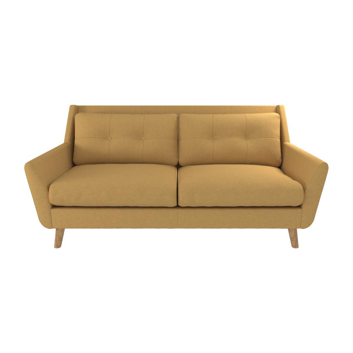 Halston Fabric 3 Seater Sofa Yellow – image 1