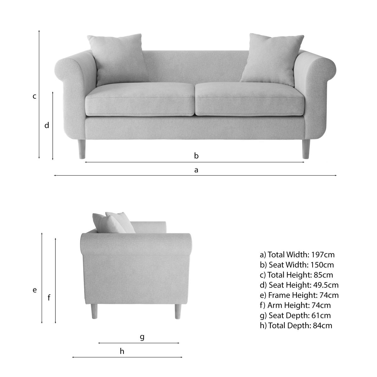 Florrie 3 Seater Flatweave Sofa Dark Grey – image 8