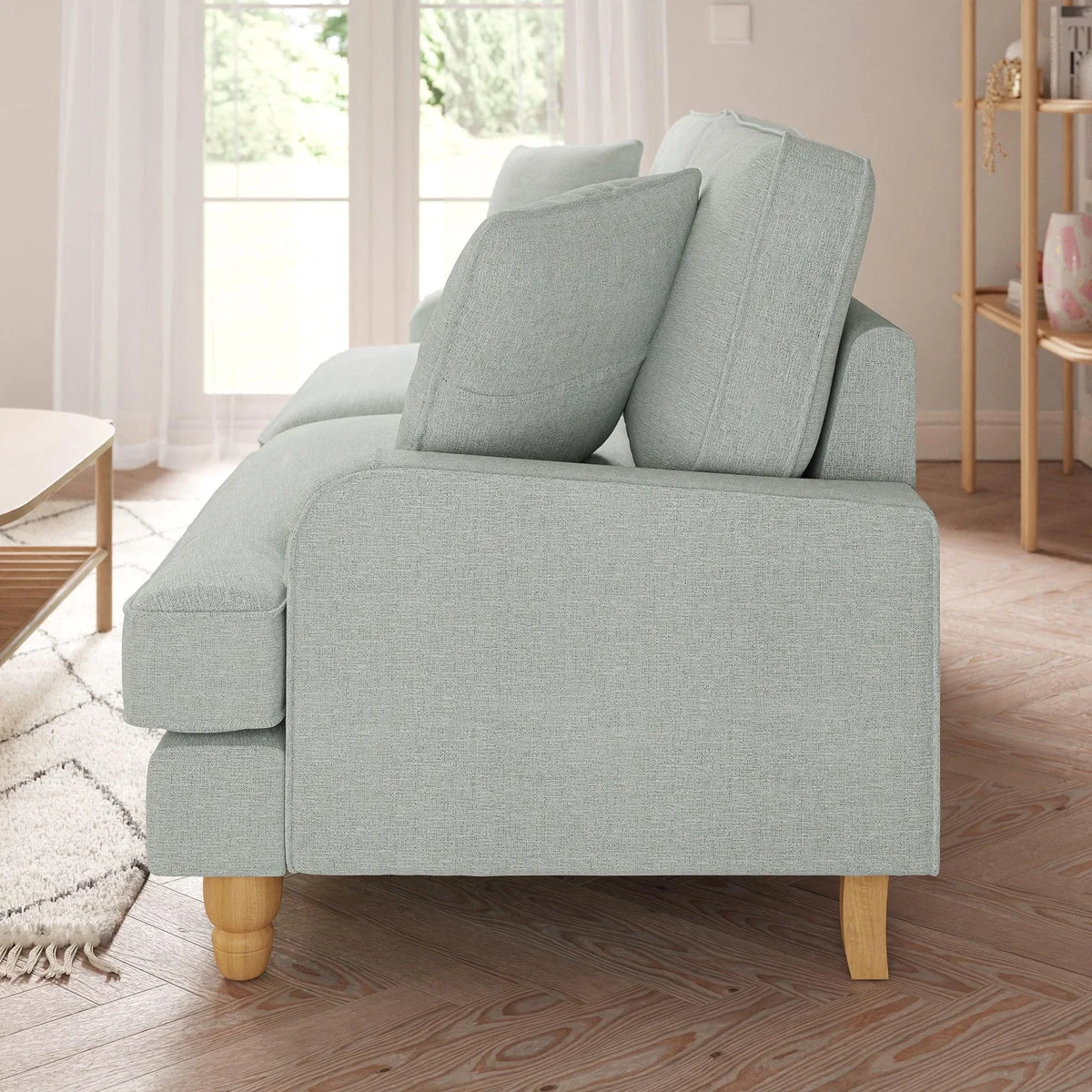 Beatrice Tonal Textured Weave 3 Seater Sofa Tonal Textured Weave Duck Egg – image 4