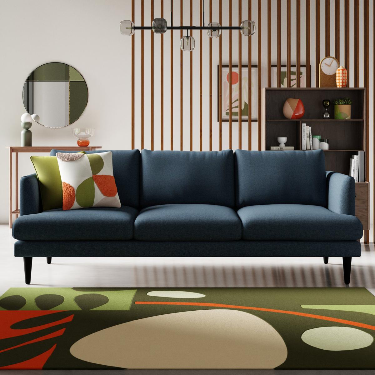 Reuben Brushed Marl 3 Seater Sofa Brushed Marl Dark Denim – image 1