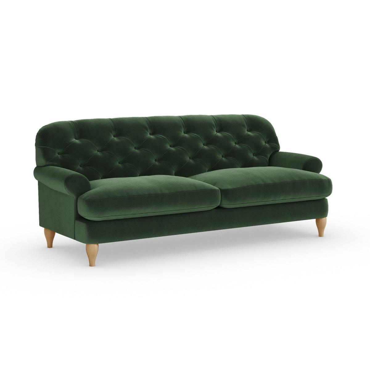Canterbury 3 Seater Sofa Cosy Velvet Bottle Green – image 2
