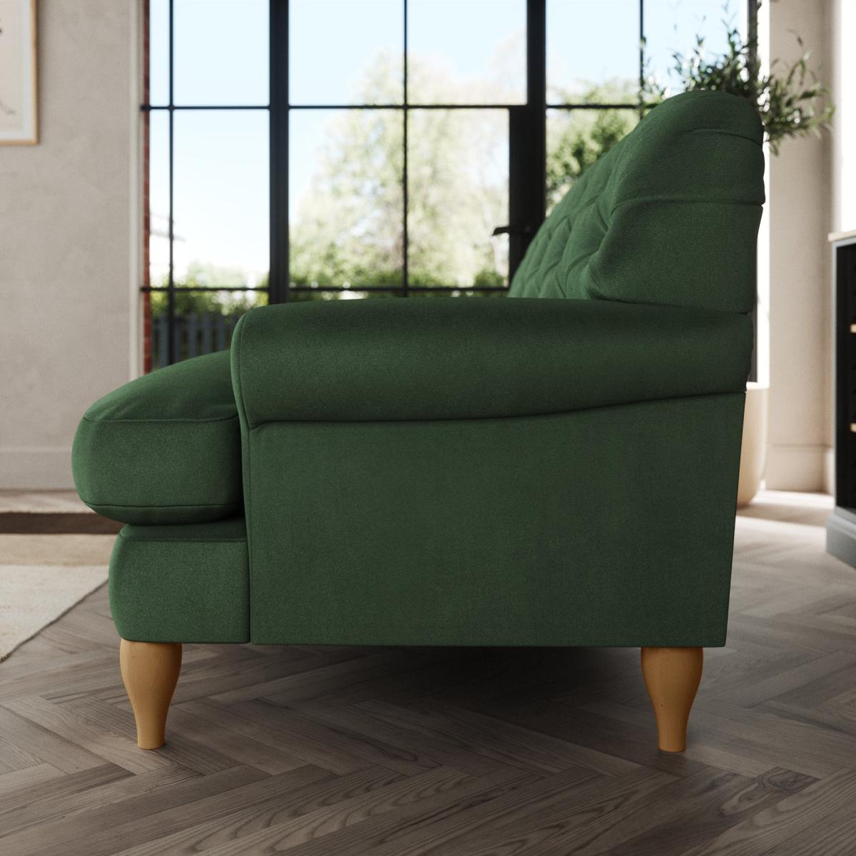 Canterbury 3 Seater Sofa Cosy Velvet Bottle Green – image 3