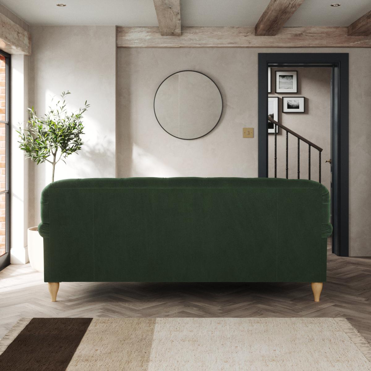 Canterbury 3 Seater Sofa Cosy Velvet Bottle Green – image 4