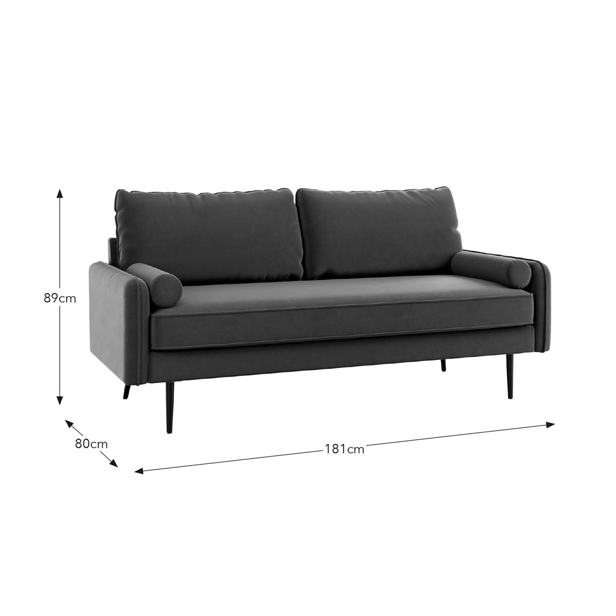 Cassie 3 Seater Velvet Sofa Olive (Green) – image 7