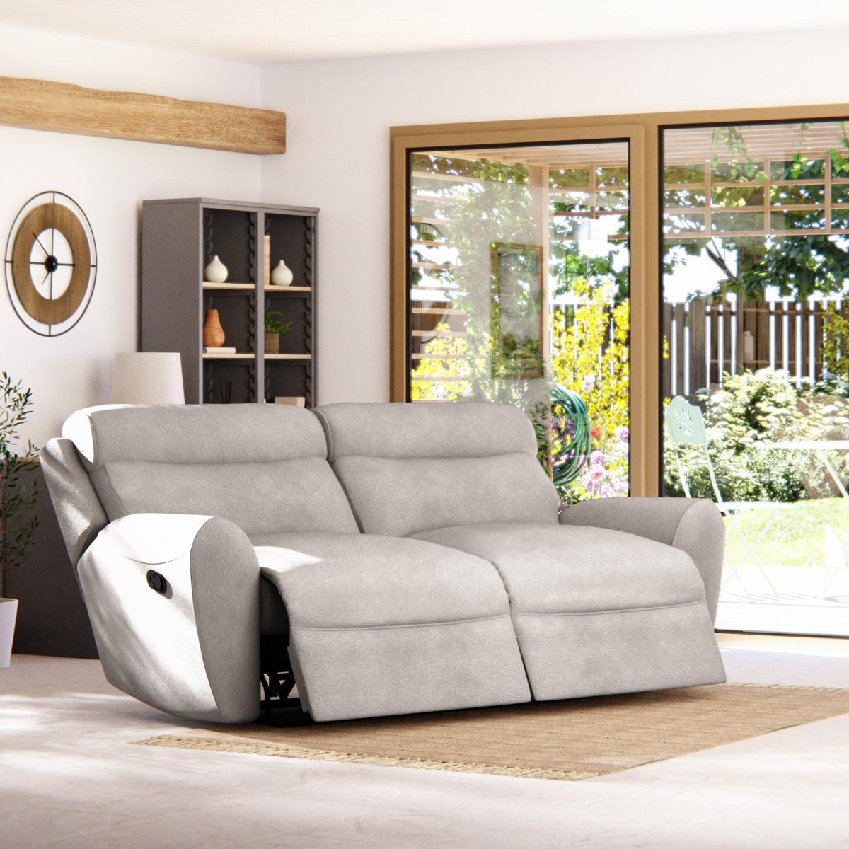 Wareham 3 Seater Manual Recliner Sofa Grey Chenille – image 2