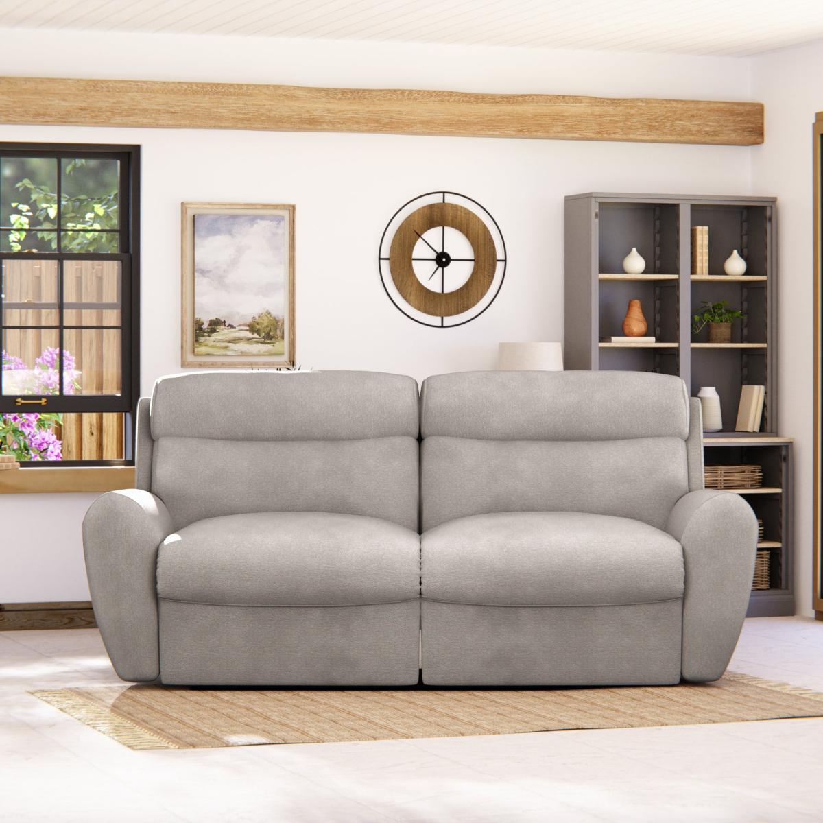 Wareham 3 Seater Manual Recliner Sofa Grey Chenille – image 3