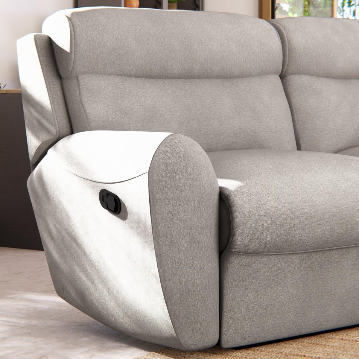 Wareham 3 Seater Manual Recliner Sofa Grey Chenille – image 6