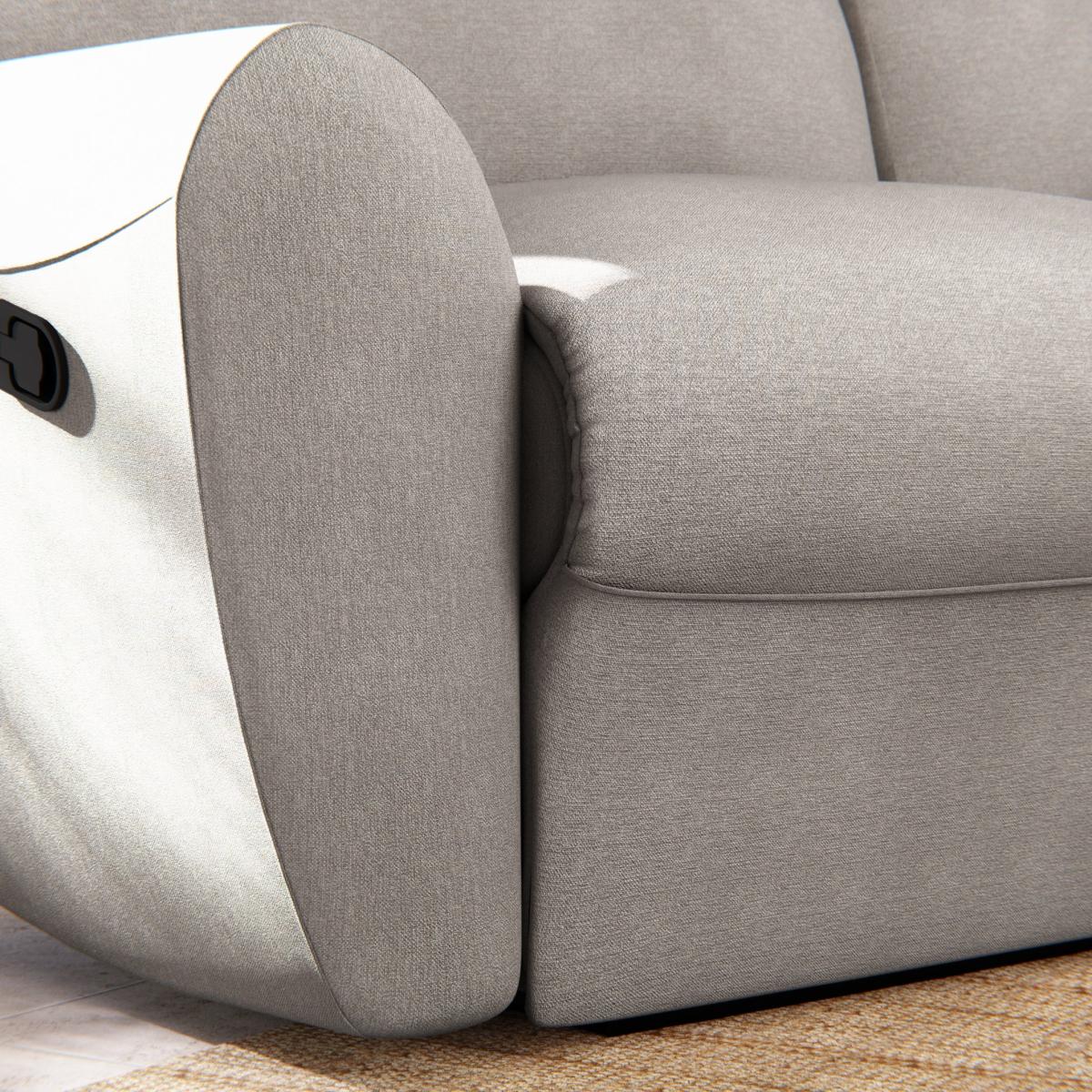 Wareham 3 Seater Manual Recliner Sofa Grey Chenille – image 8