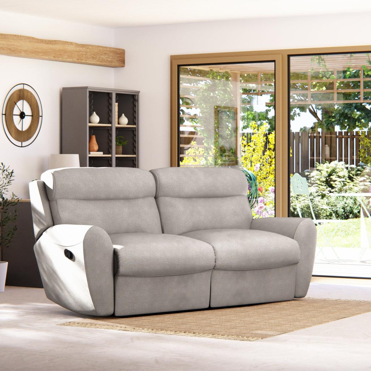 Wareham 3 Seater Manual Recliner Sofa Grey Chenille – image 1
