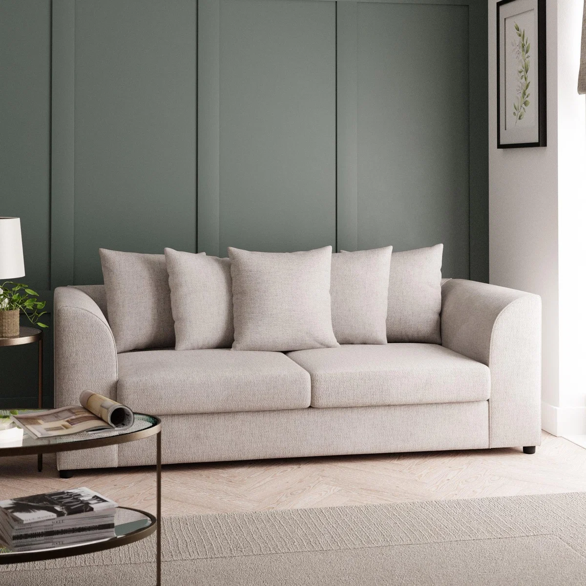 Blake Chenille 3 Seater Sofa Silver – image 1
