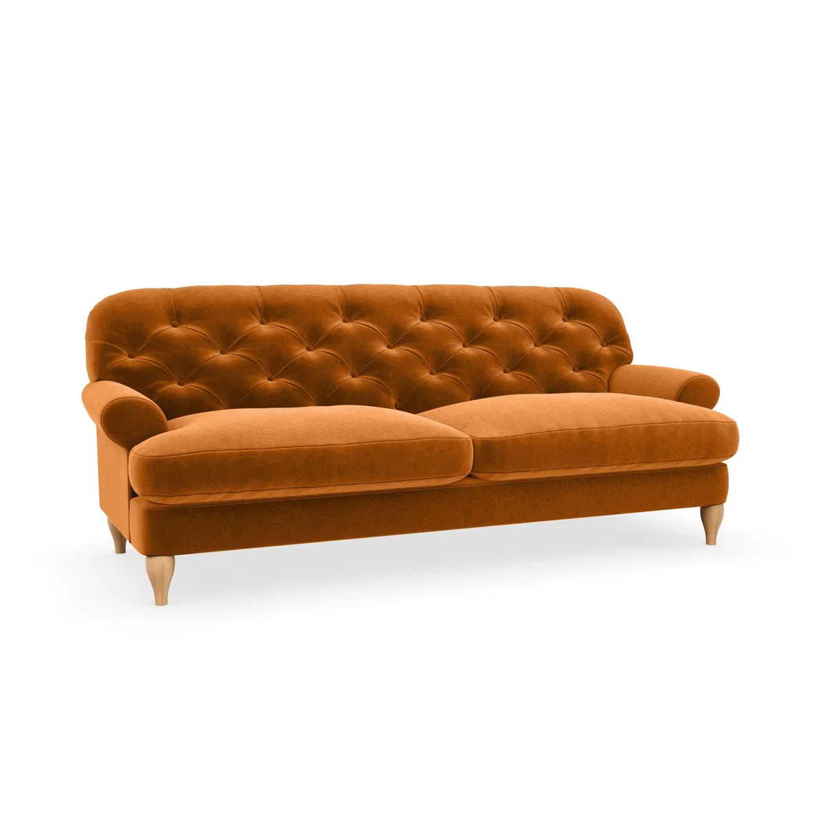 Canterbury Luxury Velvet 3 Seater Sofa Luxury Velvet Orange Umber – image 2