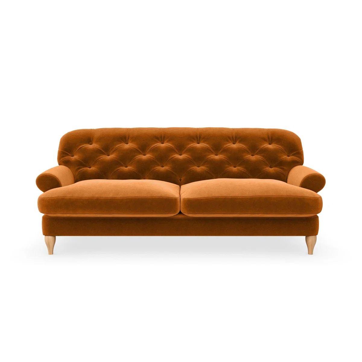 Canterbury Luxury Velvet 3 Seater Sofa Luxury Velvet Orange Umber – image 3