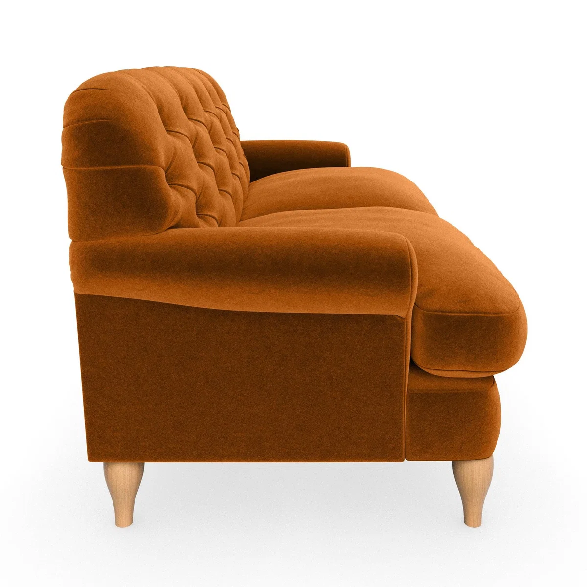Canterbury Luxury Velvet 3 Seater Sofa Luxury Velvet Orange Umber – image 4