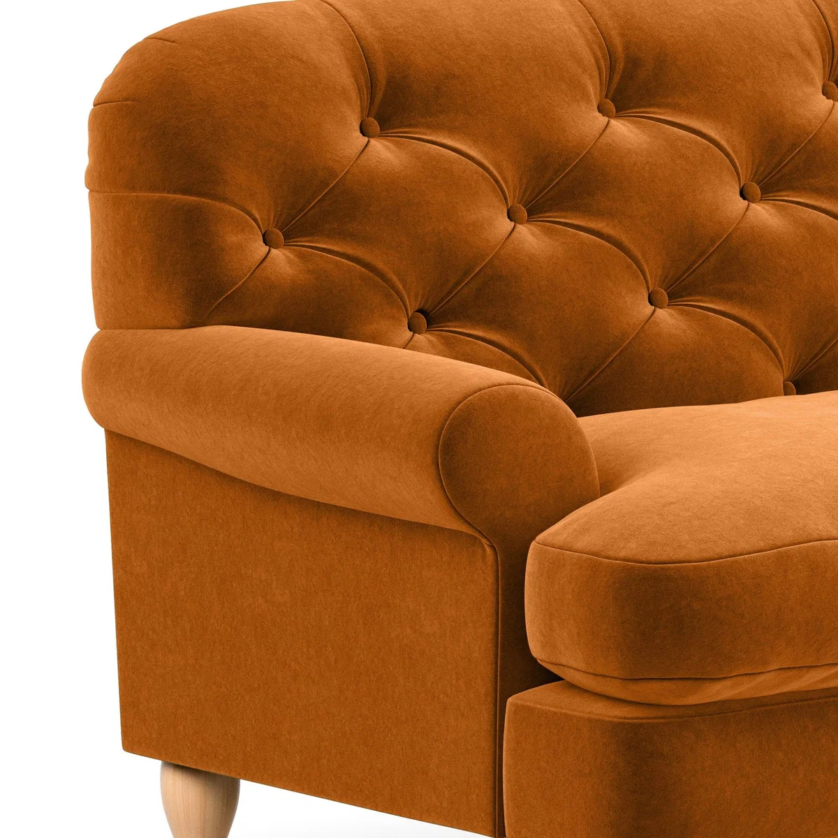 Canterbury Luxury Velvet 3 Seater Sofa Luxury Velvet Orange Umber – image 7