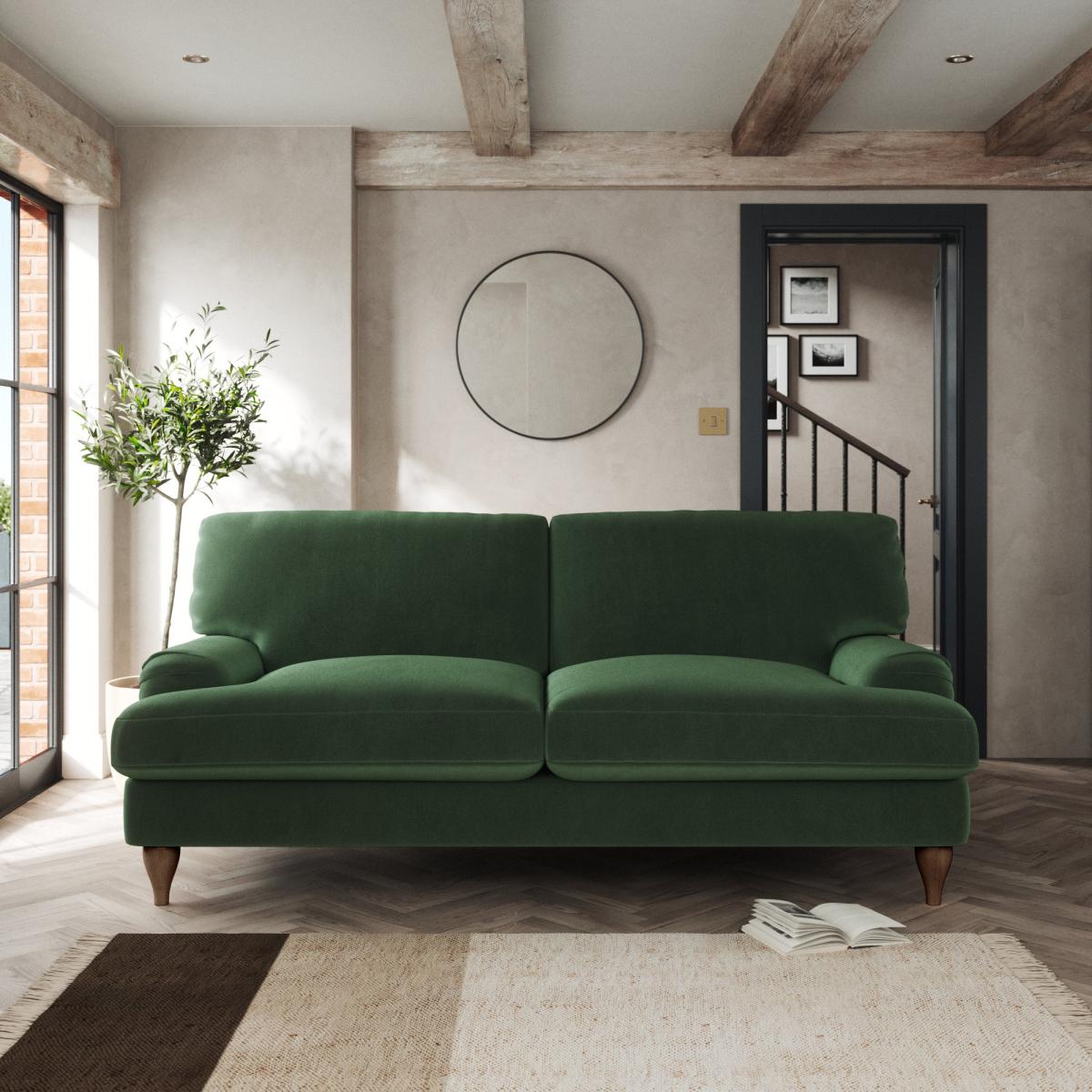 Darwin 3 Seater Sofa Cosy Velvet Bottle Green – image 1