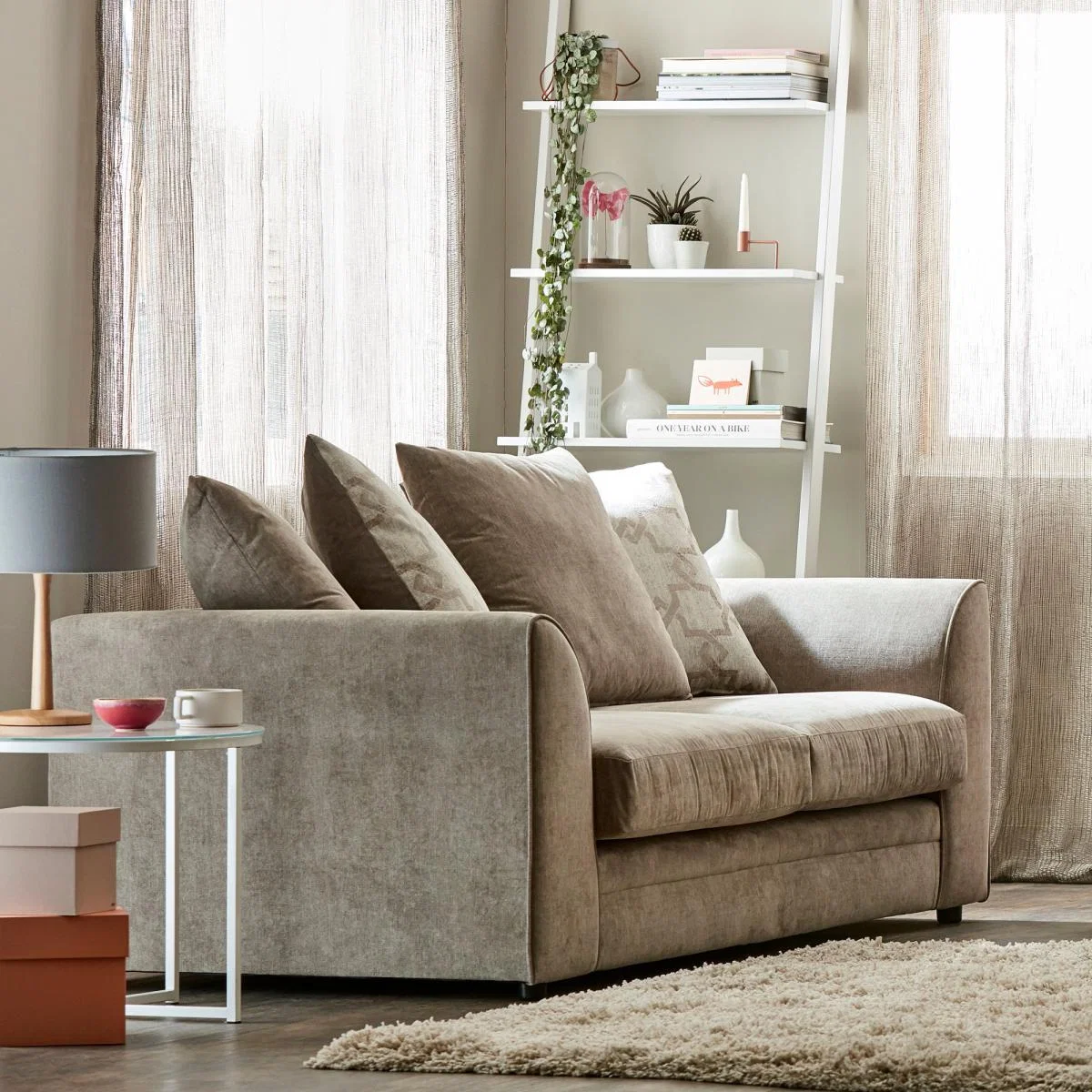 Washington Fabric 3 Seater Sofa Stone – image 2