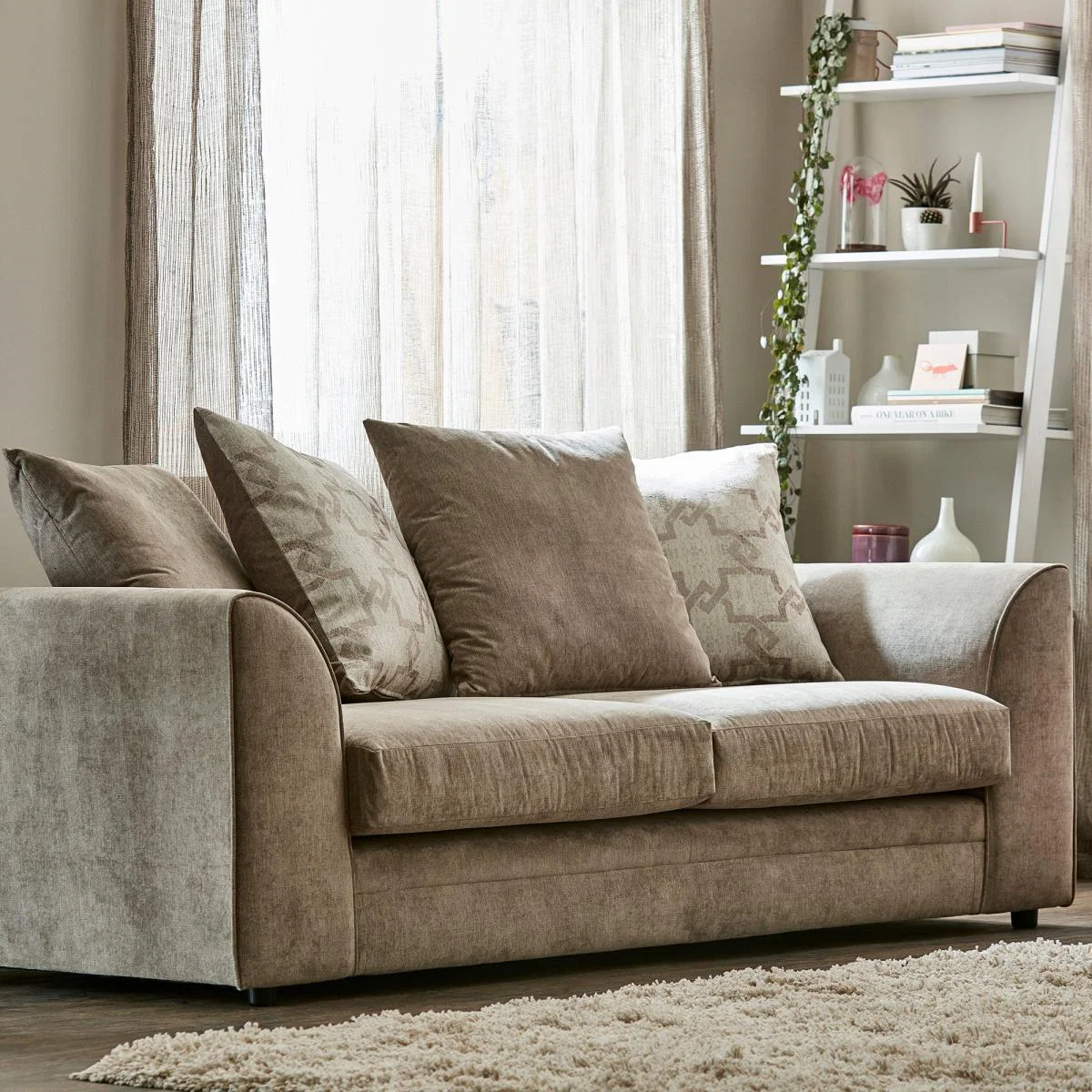 Washington Fabric 3 Seater Sofa Stone – image 3