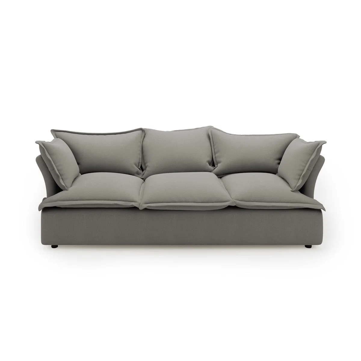 Skye Slub Faux Linen Pillow Back 3 Seater Sofa Grey – image 2