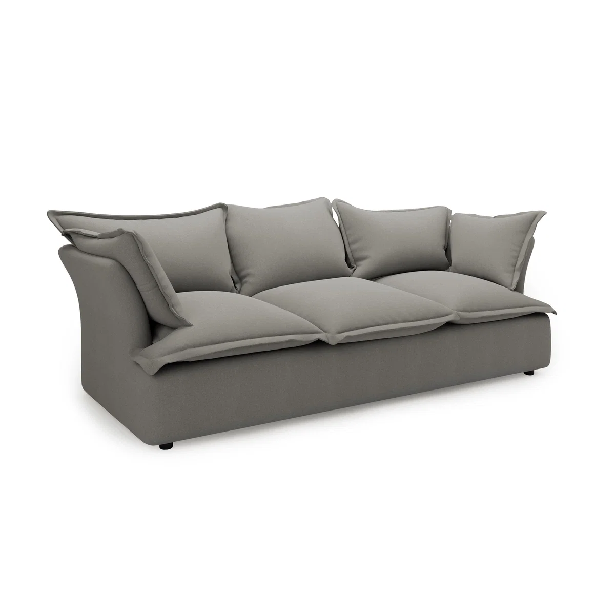 Skye Slub Faux Linen Pillow Back 3 Seater Sofa Grey – image 3
