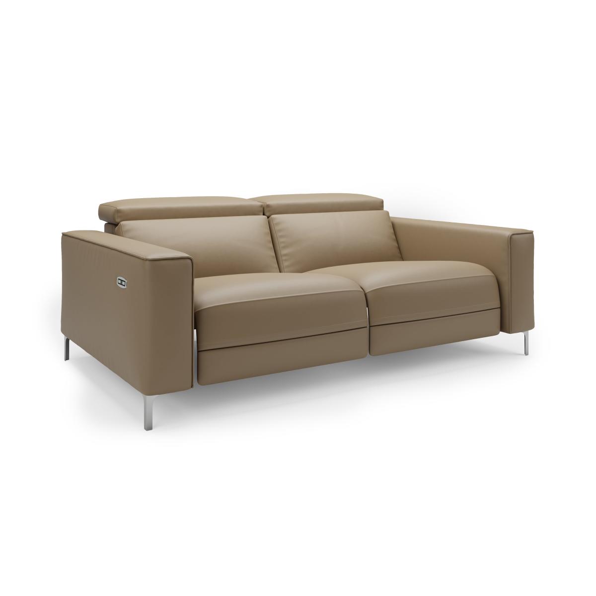 Renzo Iva Faux Leather Electric Recliner 3 Seater Sofa Faux Leather Mocha – image 3