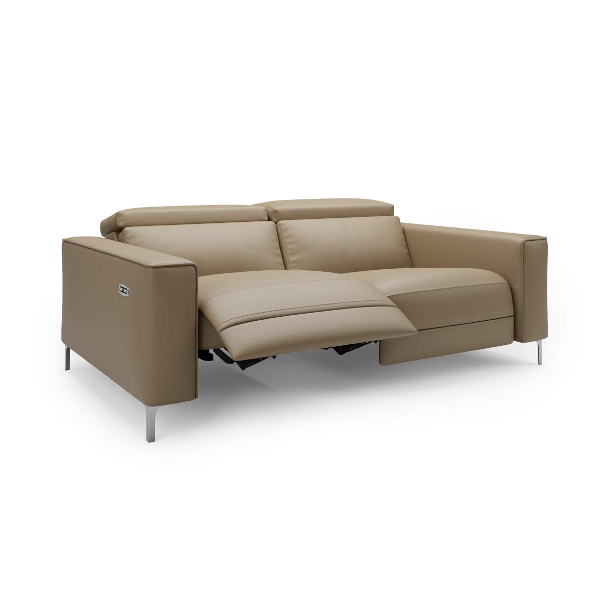 Renzo Iva Faux Leather Electric Recliner 3 Seater Sofa Faux Leather Mocha – image 5