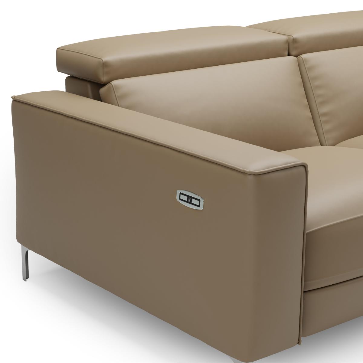 Renzo Iva Faux Leather Electric Recliner 3 Seater Sofa Faux Leather Mocha – image 10