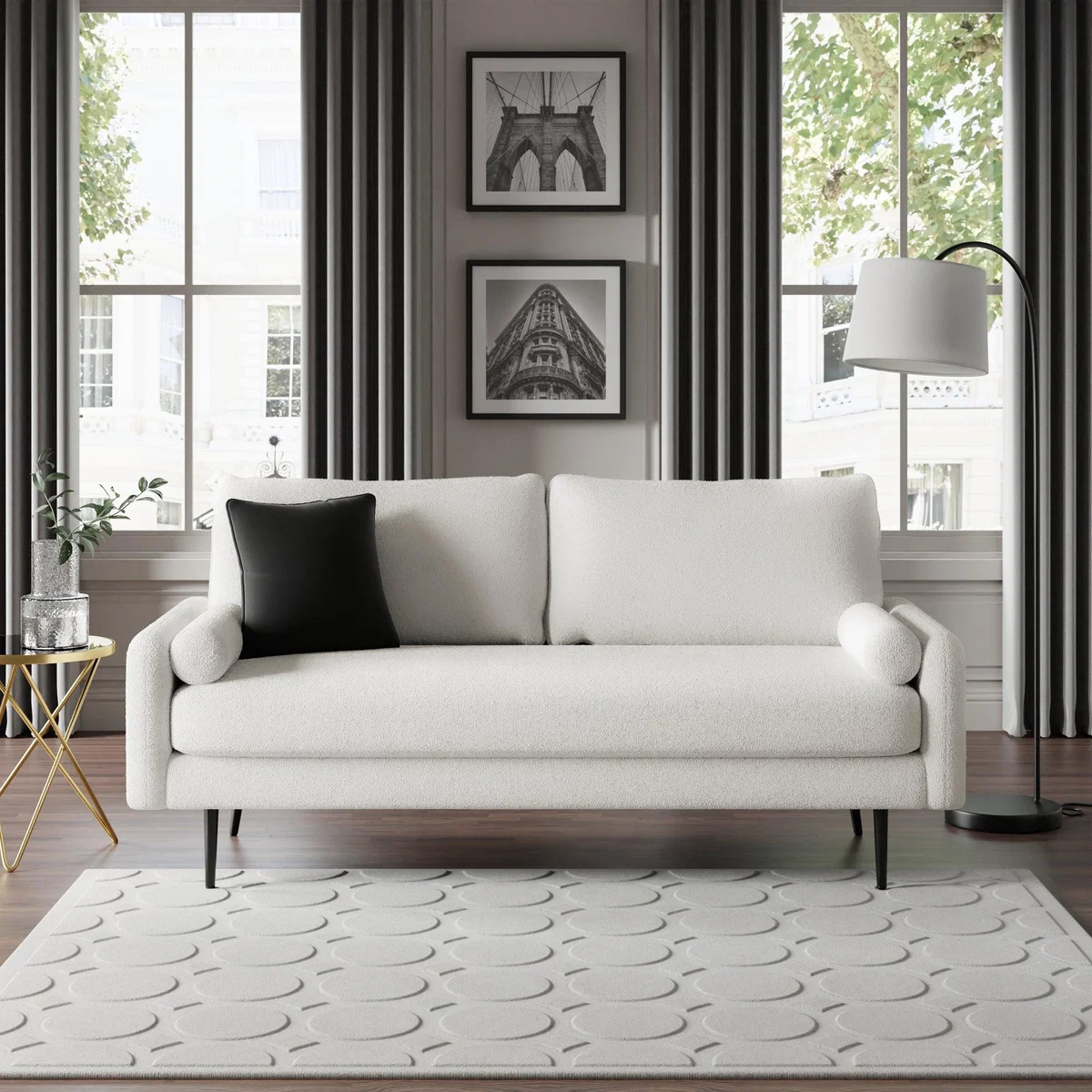 Cassie Sherpa 3 Seater Sofa in a Box Cream – image 1