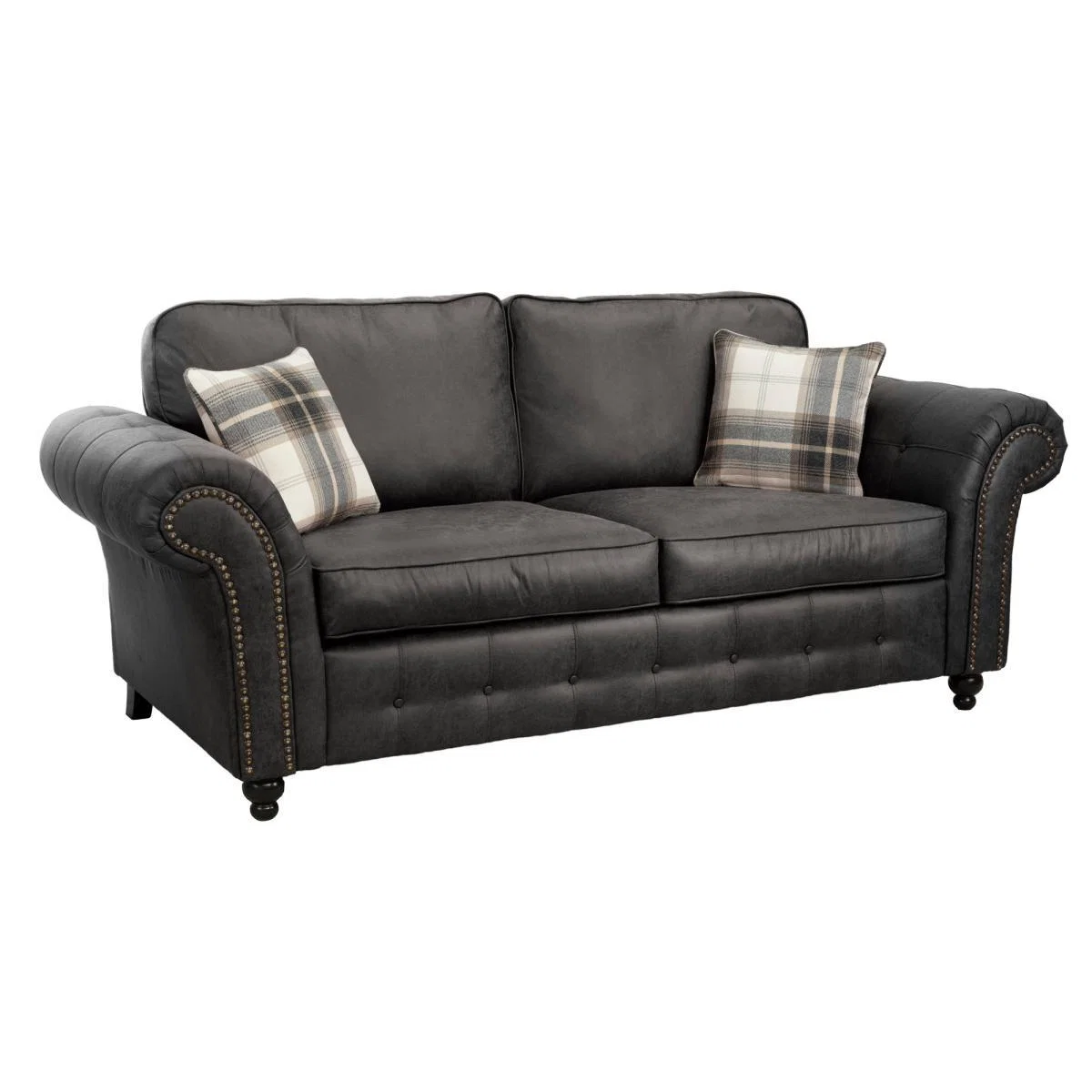 Oakland Faux Leather 3 Seater Sofa Black – image 2