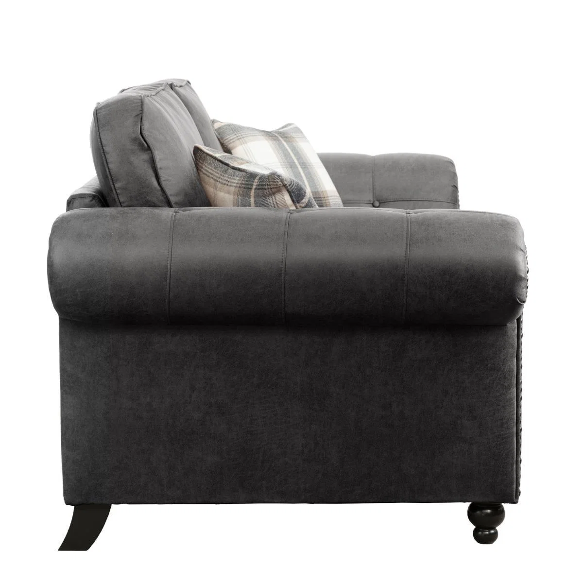 Oakland Faux Leather 3 Seater Sofa Black – image 3