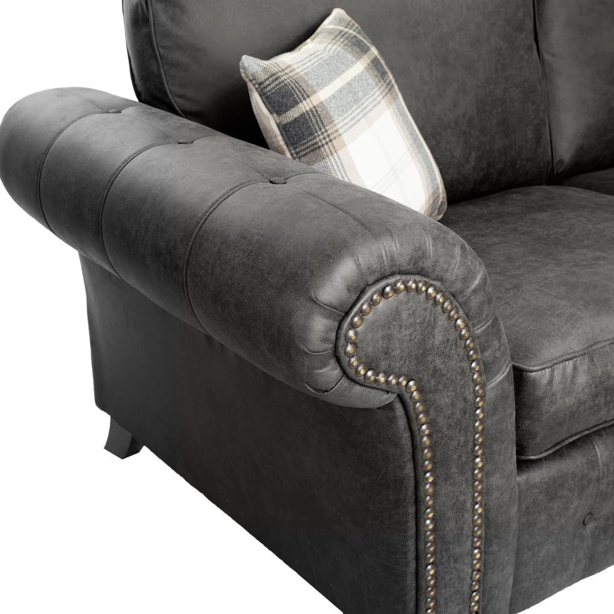 Oakland Faux Leather 3 Seater Sofa Black – image 6