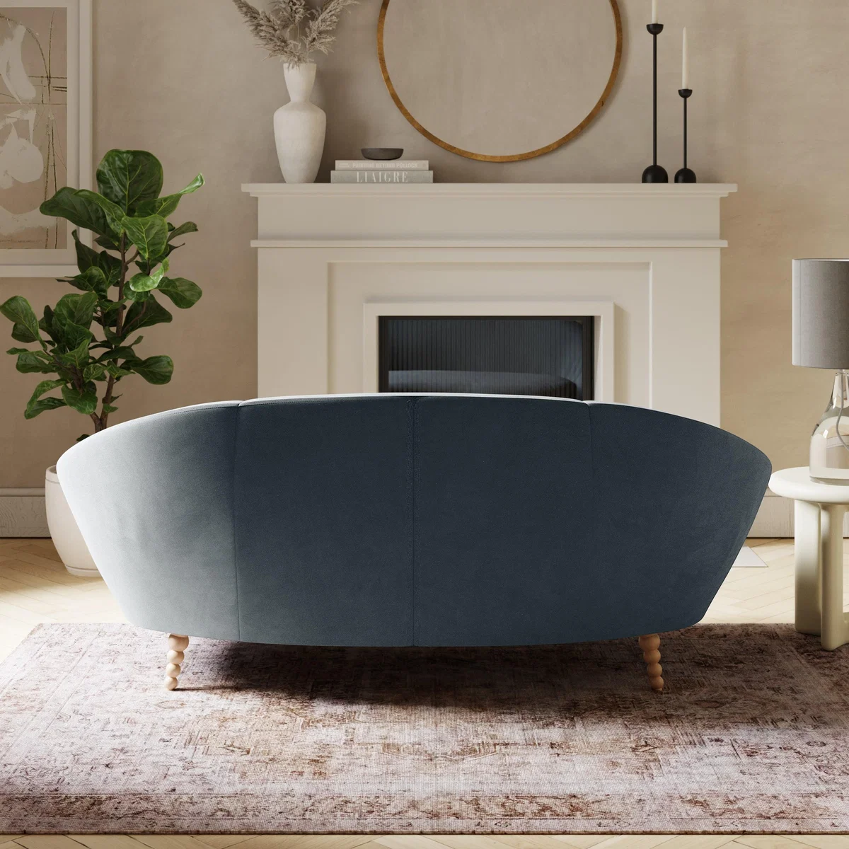 Ivy Pacific Velvet 3 Seater Curved Sofa Pacific Blue – image 4