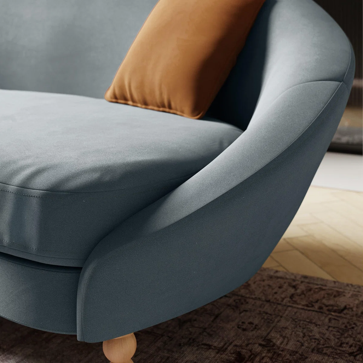 Ivy Pacific Velvet 3 Seater Curved Sofa Pacific Blue – image 5